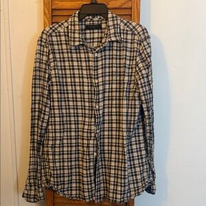 All Saints Blue and White Plaid Shirt